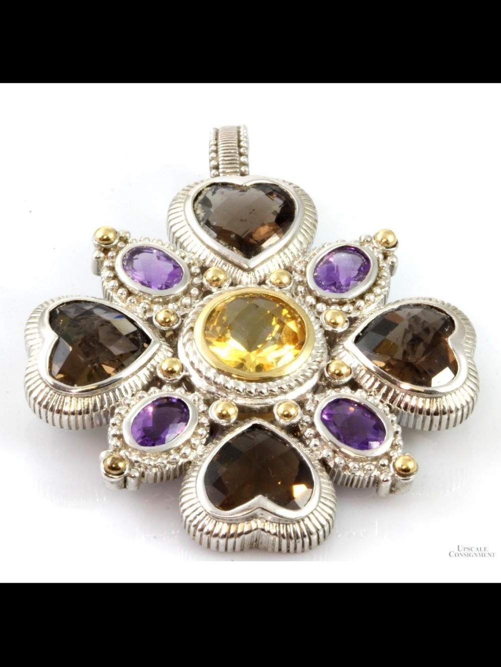 Judith Ripka Sterling Silver Brooch or Pendant Multi gemstone Never worn no box